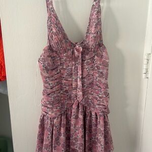 For Love And Lemons Pink Floral Mini Dress